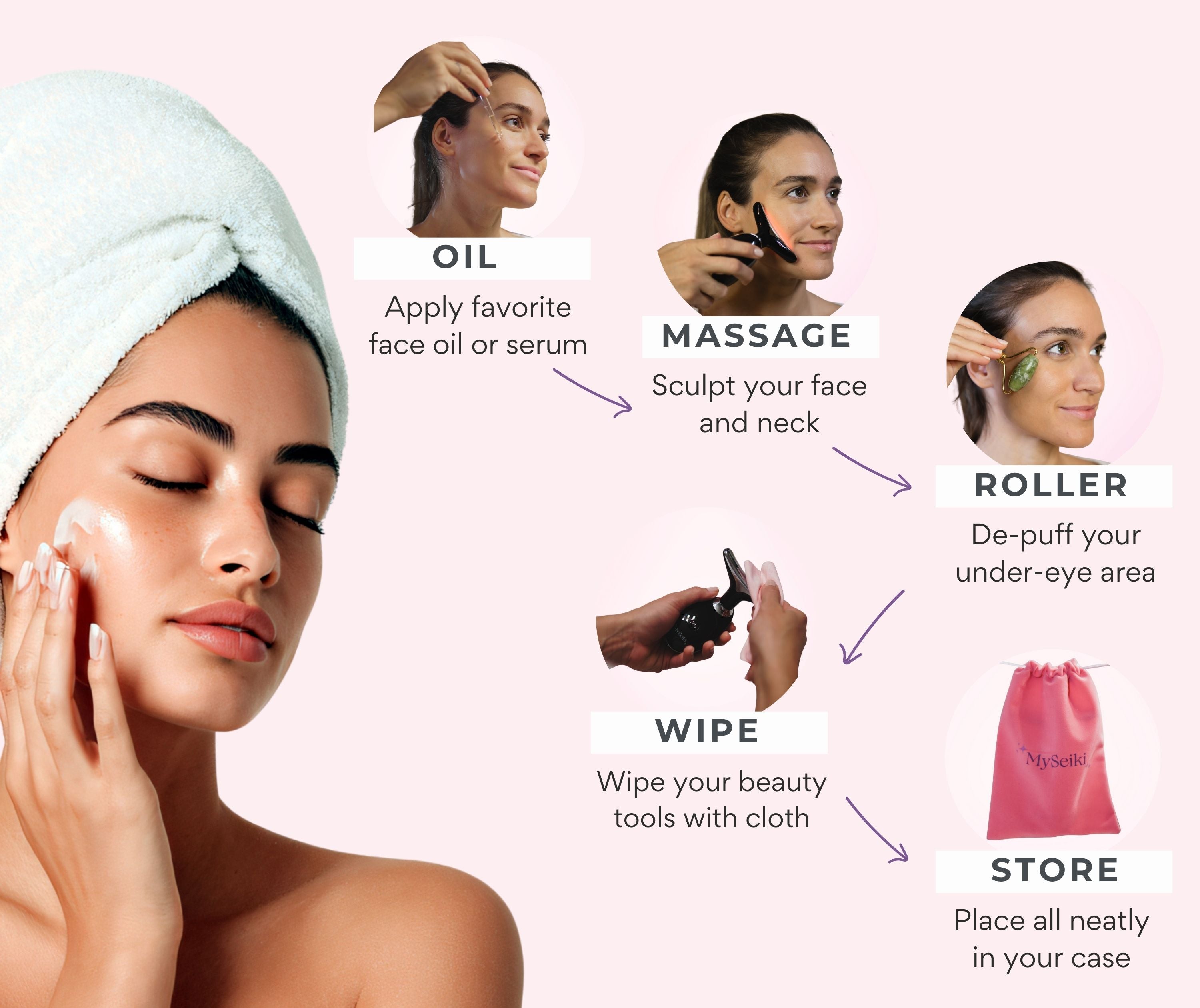 7 LED Light Face & Neck Sculpting Beauty Massager with Jade Roller, Travel Case and Soft Cloth